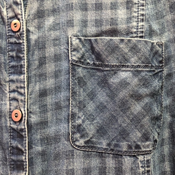 J Jill Denim Gingham Plaid Chambray Button Front Shirt Dress Size M - Picture 8 of 10